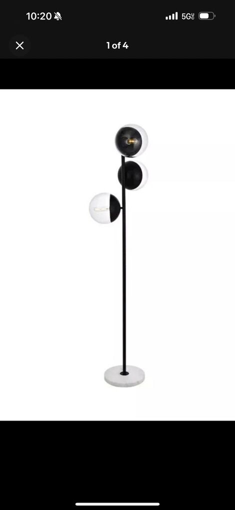 Living District Eclipse 3 Light Floor Lamp, Black