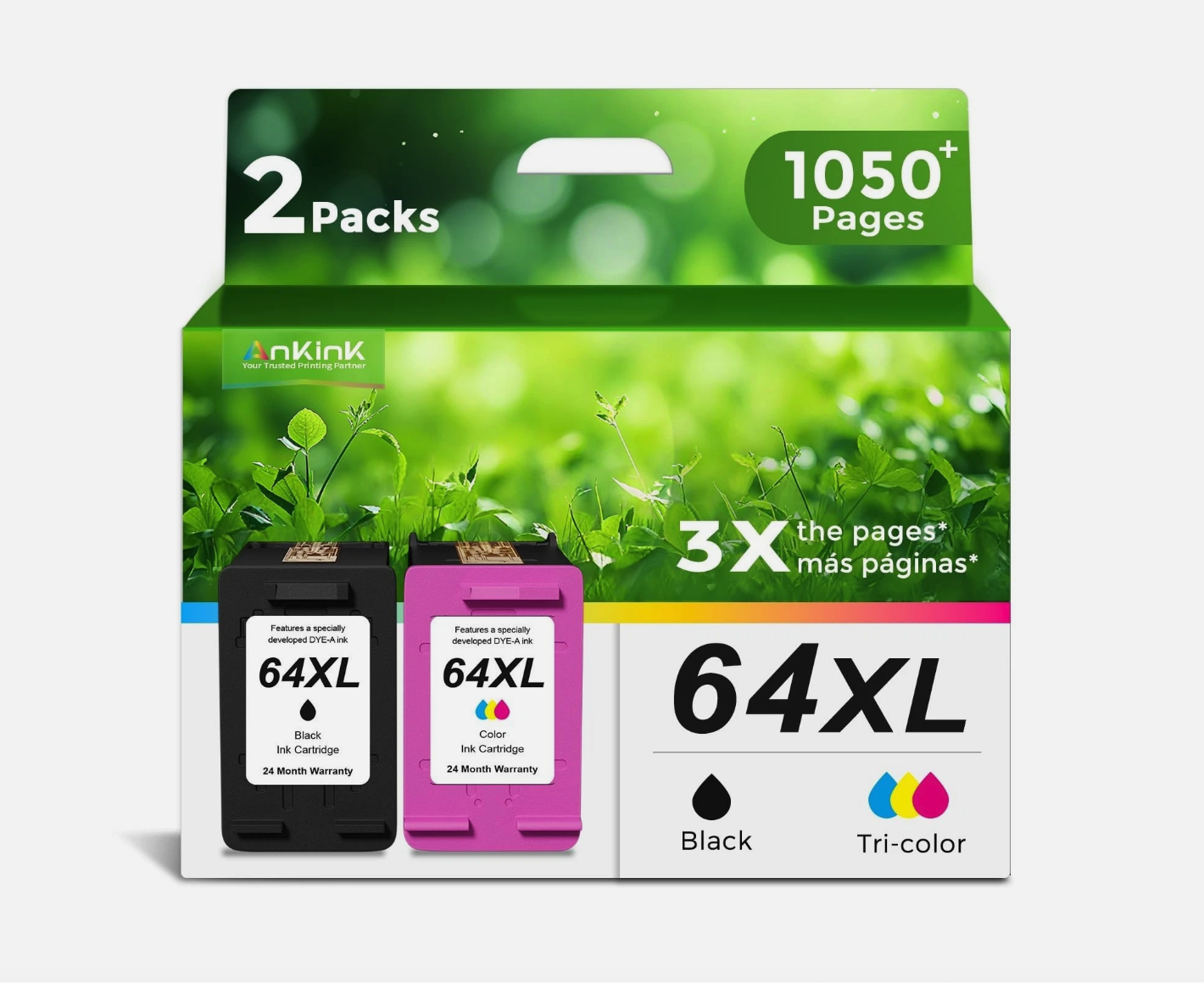 64XL Ink Cartridges Combo Pack for HP 64XL Black & Color Envy 6232 6255 7855