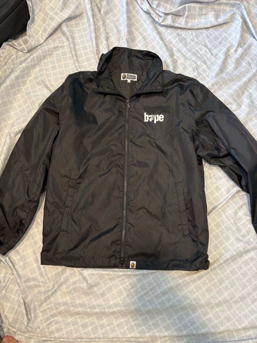 BAPE A Bathing Ape Black Windbreaker Jacket Size Large