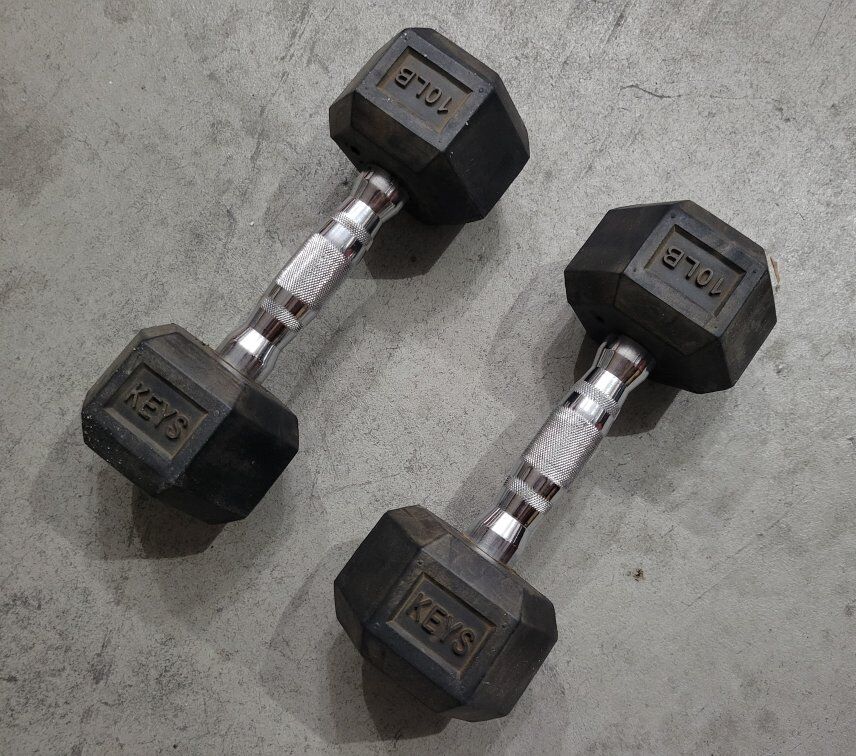 CAP Barbell, 10lb Coated Rubber Hex Dumbbell, Pair