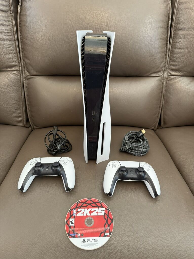PS5 Disc With 2 Controllers & Game