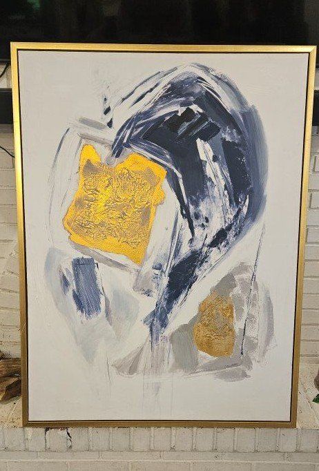Painting blue and gold framed wall art