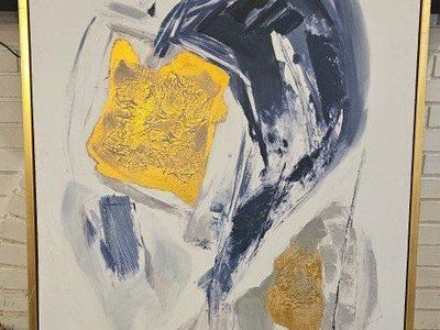 Painting blue and gold framed wall art