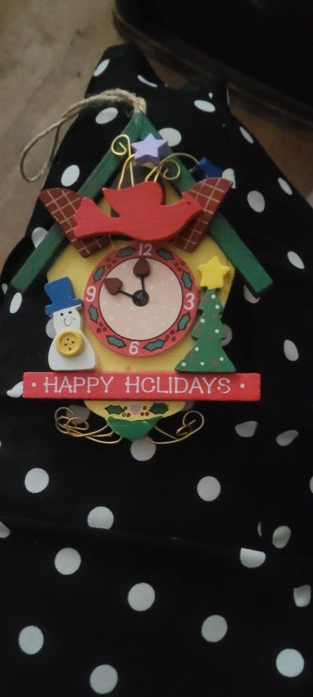 Wooden Happy Holidays Cuckoo Clock Christmas Ornament - Festive Wall Decor