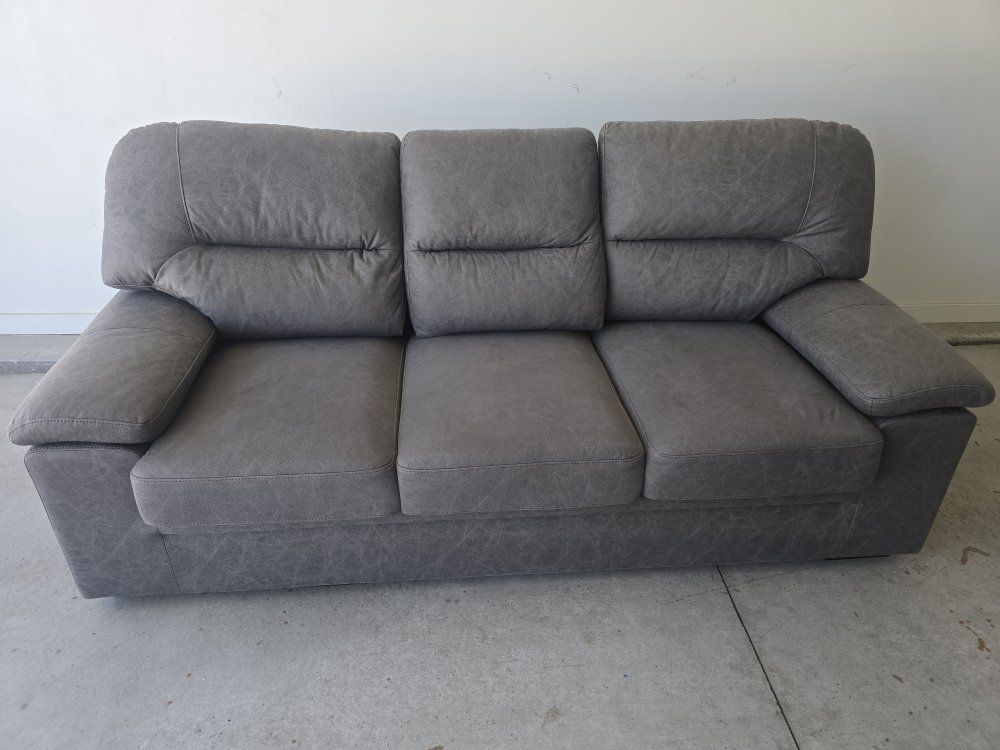 Polished Microfiber Sofa in Dark Gray