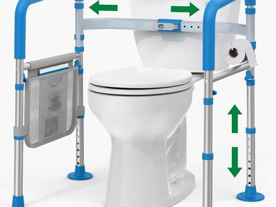 NEW Toilet Safety Rails Adjustable Height Toilet Handles Adjustment, Foldable Handles, 350 LBS, Fit Most Toilets