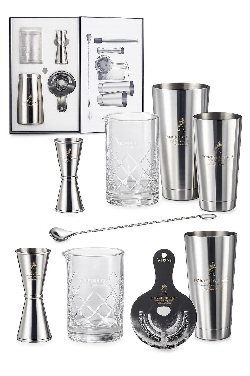 Rare Johnnie Walker Viski 7 Piece Bar Essentials Set