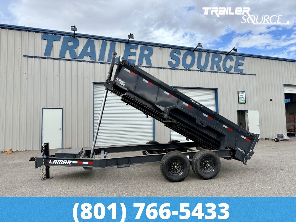 7x14 Lamar DT Dump Trailer - 24" Sides - 14K GVWR - 7 Gauge Floor, Telescopic