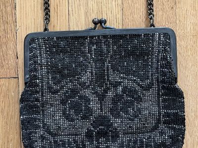 Antique Black and Silver Beaded Purse/Handbag