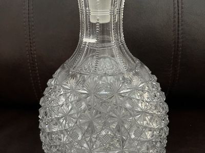 Antique American Brilliant Cut Glass Crystal Water/Wine Decanter Liquor Bottle