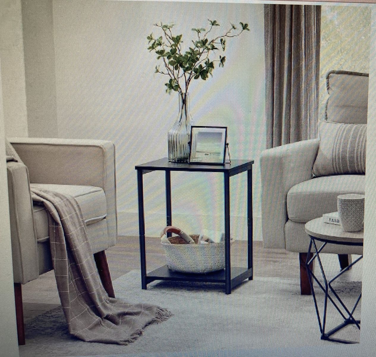 2 Sets of Black Metal End Tables