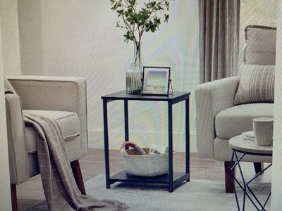 2 Sets of Black Metal End Tables