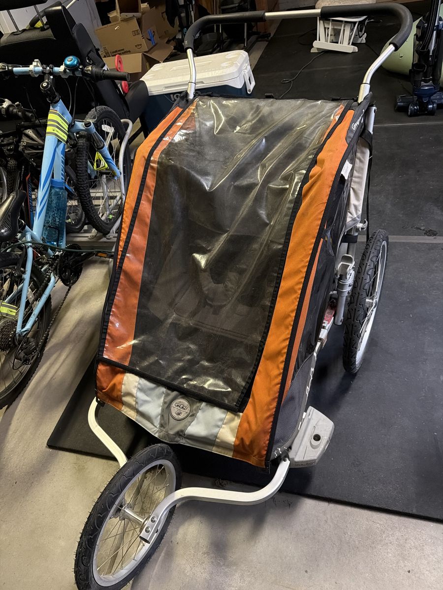 Thule Chariot Cougar 2 CTS Orange/Grey double jogging stroller bike trailer