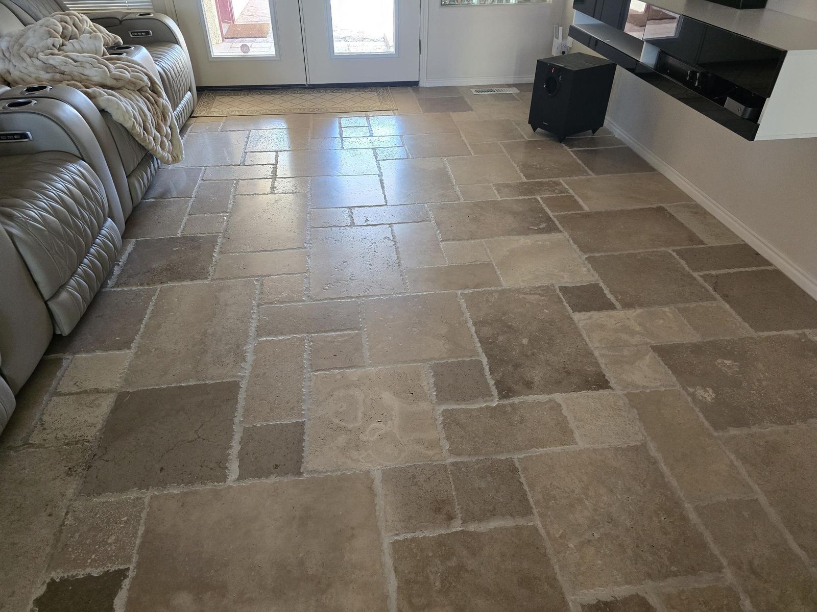 Warm walnut travertine tile