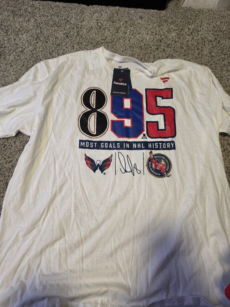 Fanatics Alex Ovechkin 895 Most Goals NHL History T-Shirt White Men's 2XL NWT