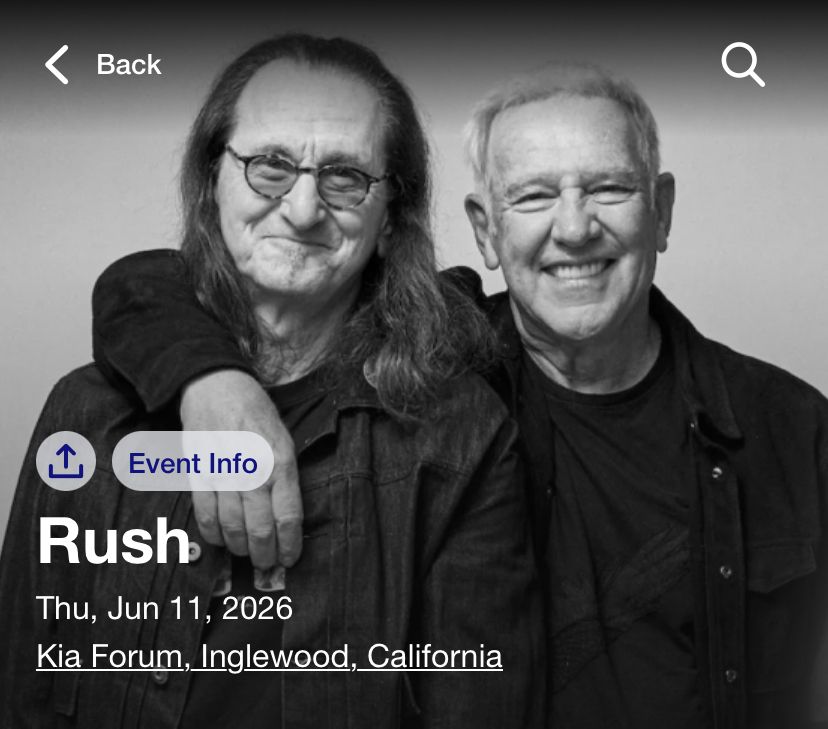 Rush Concert Tickets - Los Angeles 6/11/2026