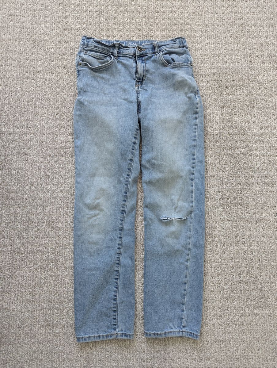 Children's Place straight leg stretch distressed jeans, girls size 12