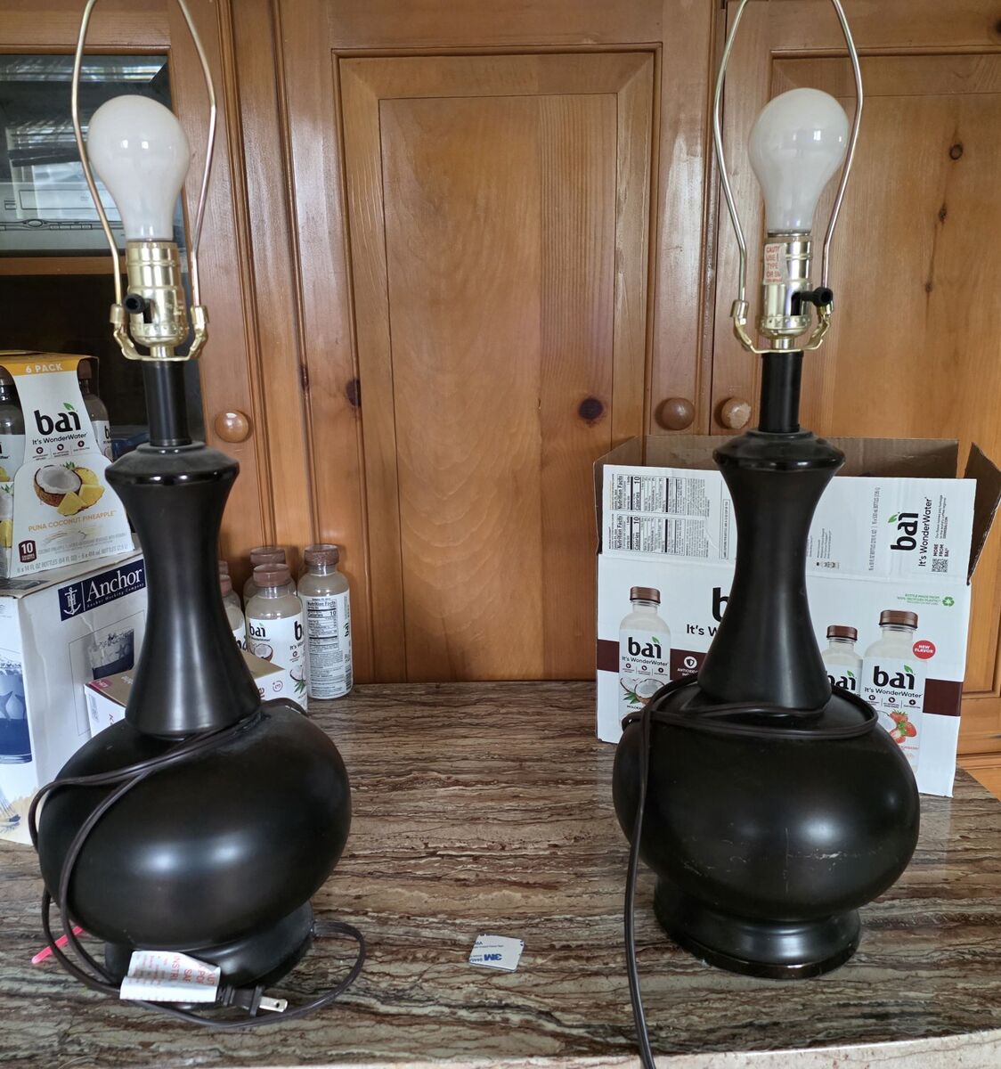 Mid-century Modern Chocolate Brown Lamp pair