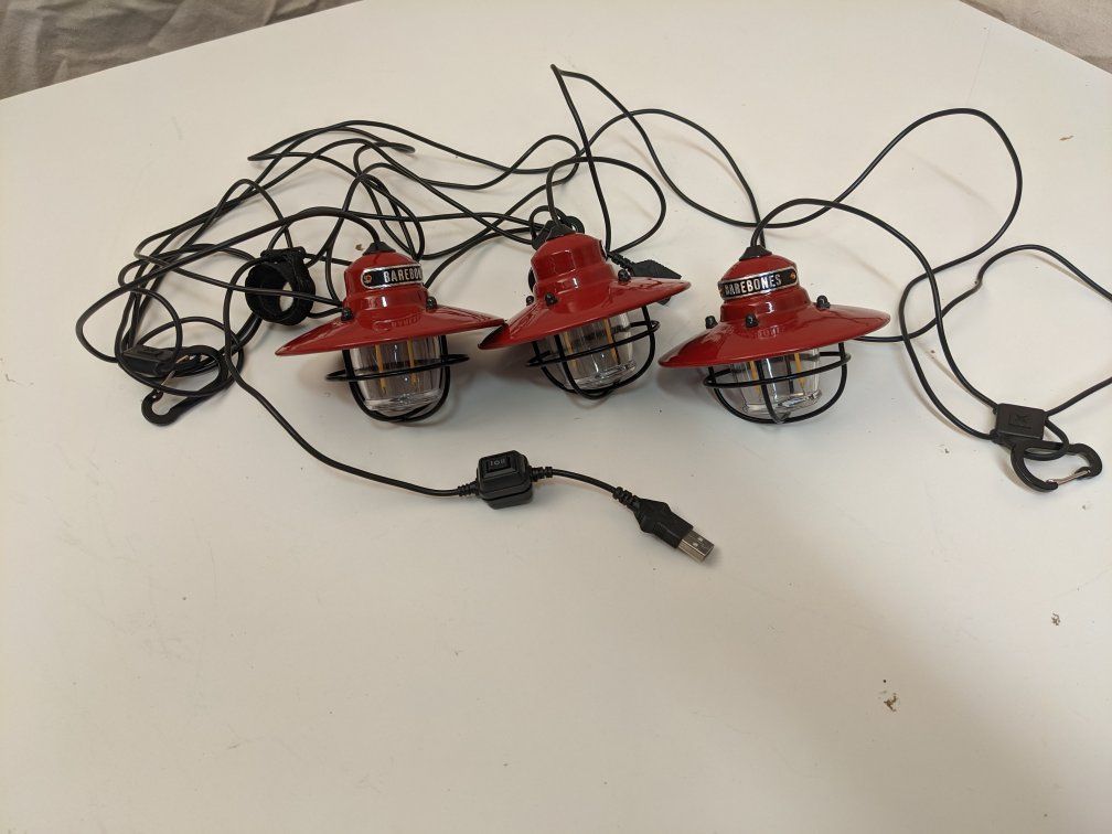 Barebones Edison String Lights - Red USB Powered 3-Light Set