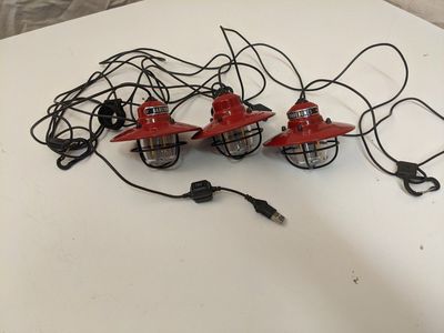 Barebones Edison String Lights - Red USB Powered 3-Light Set