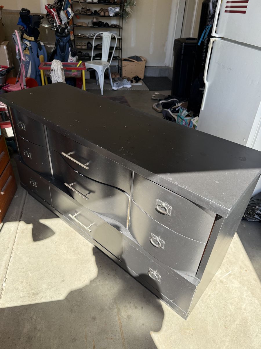 9 Drawer Black Wood Dresser