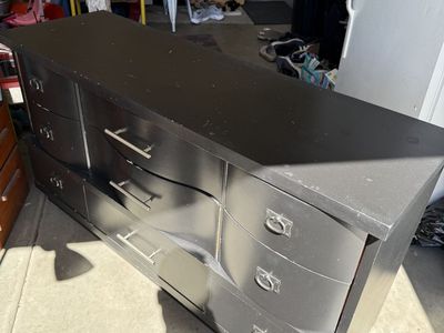 9 Drawer Black Wood Dresser