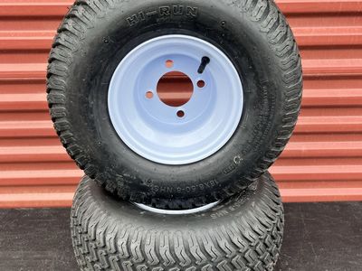 New Set of 2 Hi Run 18X8.5-8 Rear Riding Mower Tires Mounted on New White Wheels $ 40.00 for Both