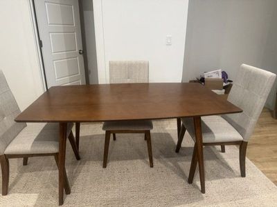Mid-Century Modern Dining Table + 4 Upholstered Chairs - $250 OBO