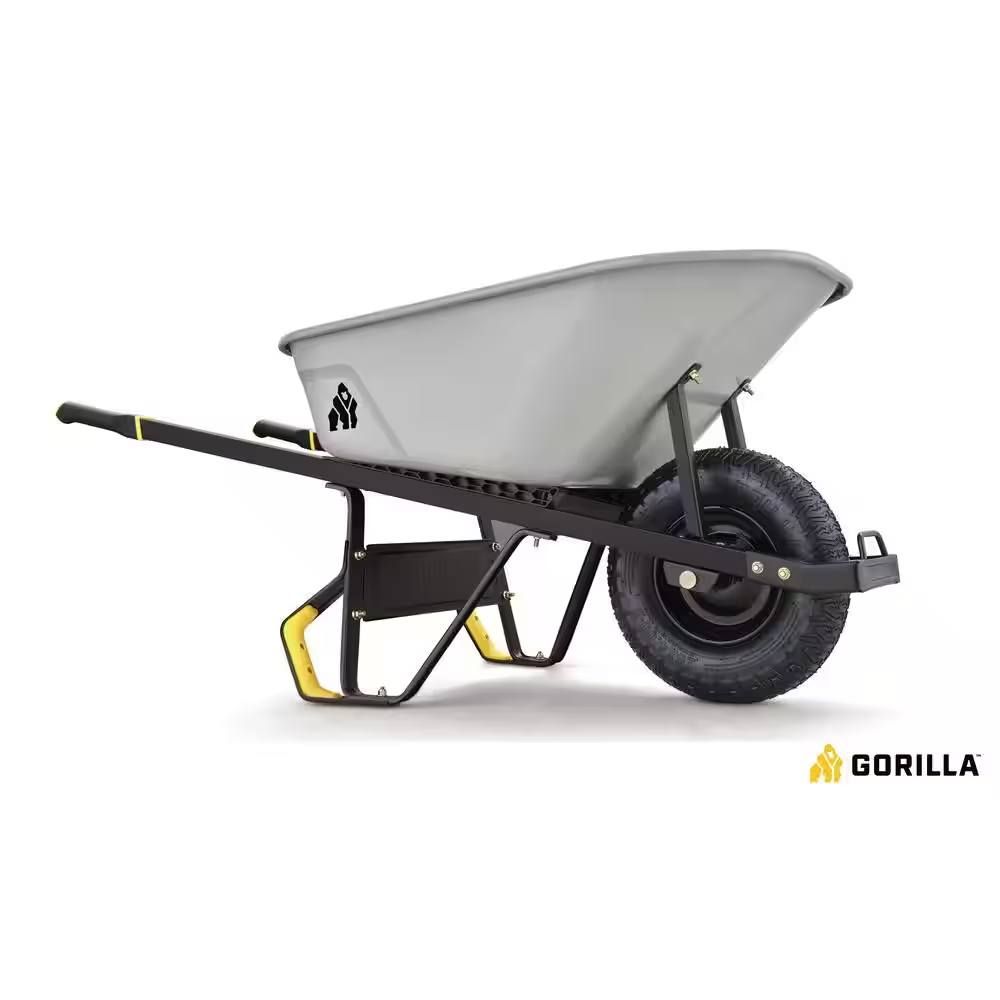 Gorilla 6 cu ft PRO Steel Wheelbarrow, 16 Wheel