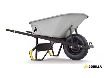 Gorilla 6 cu ft PRO Steel Wheelbarrow, 16 Wheel