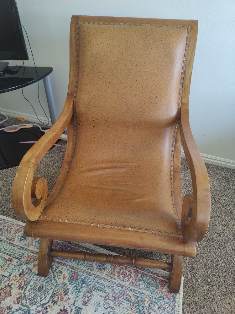Wooden leather chair