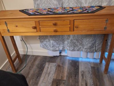Wooden Console Table with 2 drawers and 2 compartments. - Light Wood Finish, Entryway/Hallway Furniture