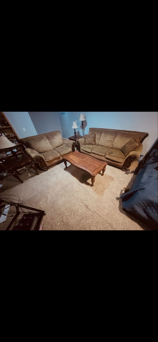 Traditional Style Brown Corduroy Fabric Sofa and Loveseat Set