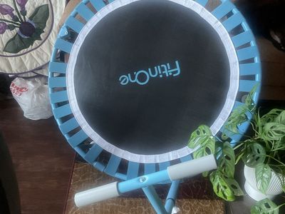 FitinOne Mini Trampoline Rebounder with Handlebar Blue