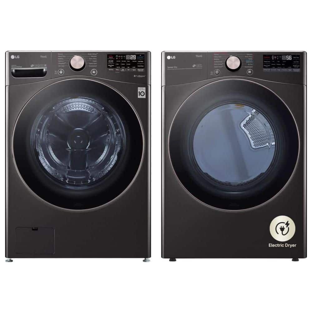 LG ThinQ Front-Load Washer and Electric Dryer Set - Black Stainless Steel