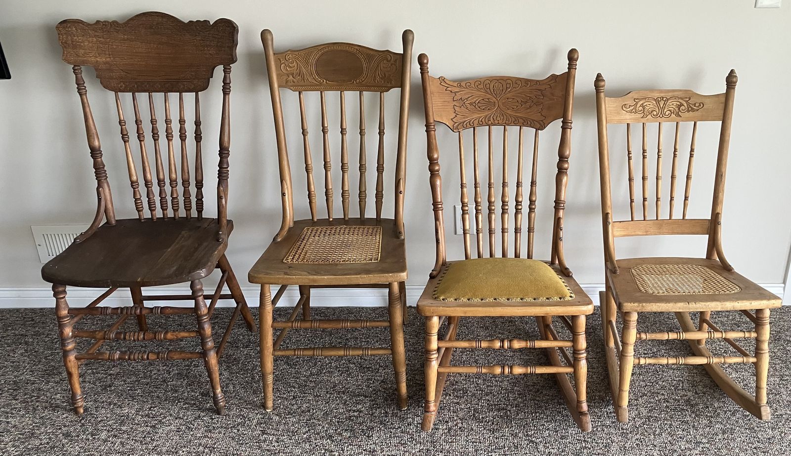 Rocking chairs / chairs, press back antiques, restored