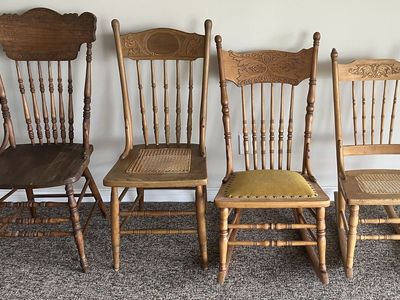 Rocking chairs / chairs, press back antiques, restored