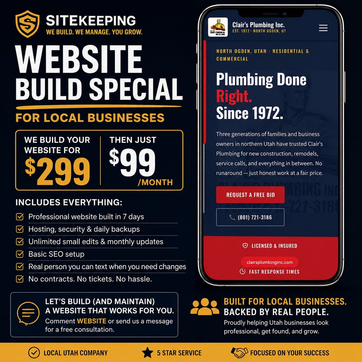 Website Built for $299 | Hosting, Updates & Support Included