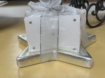 New Star Candle with Silver Studs On A Star Holder