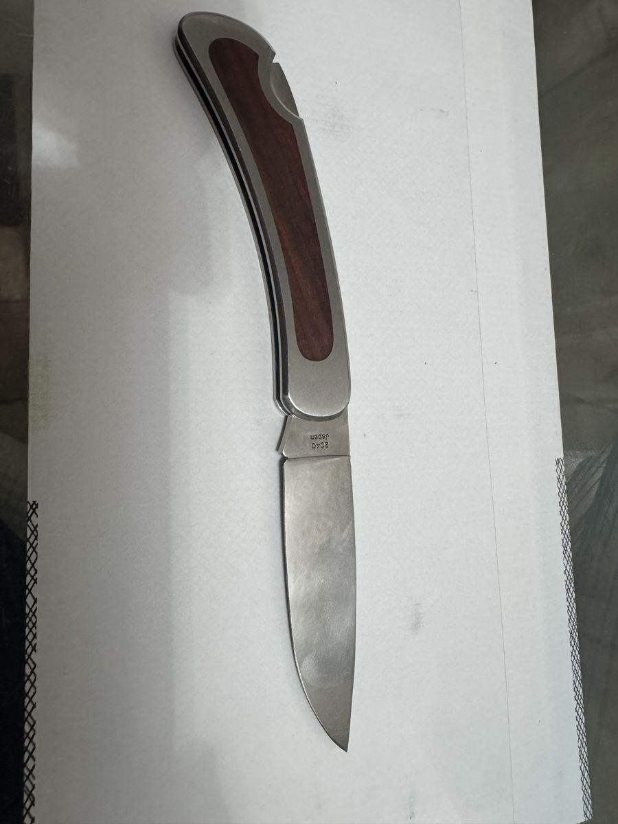 Vintage Kershaw 2040 Folding Pocket Knife Wood Inlay Japan Stainless Steel