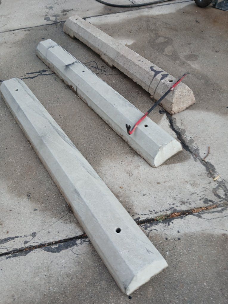 Used Concrete Parking Space Barriers - Set of 3, Durable Curb Stops for Parking Lots & Driveways