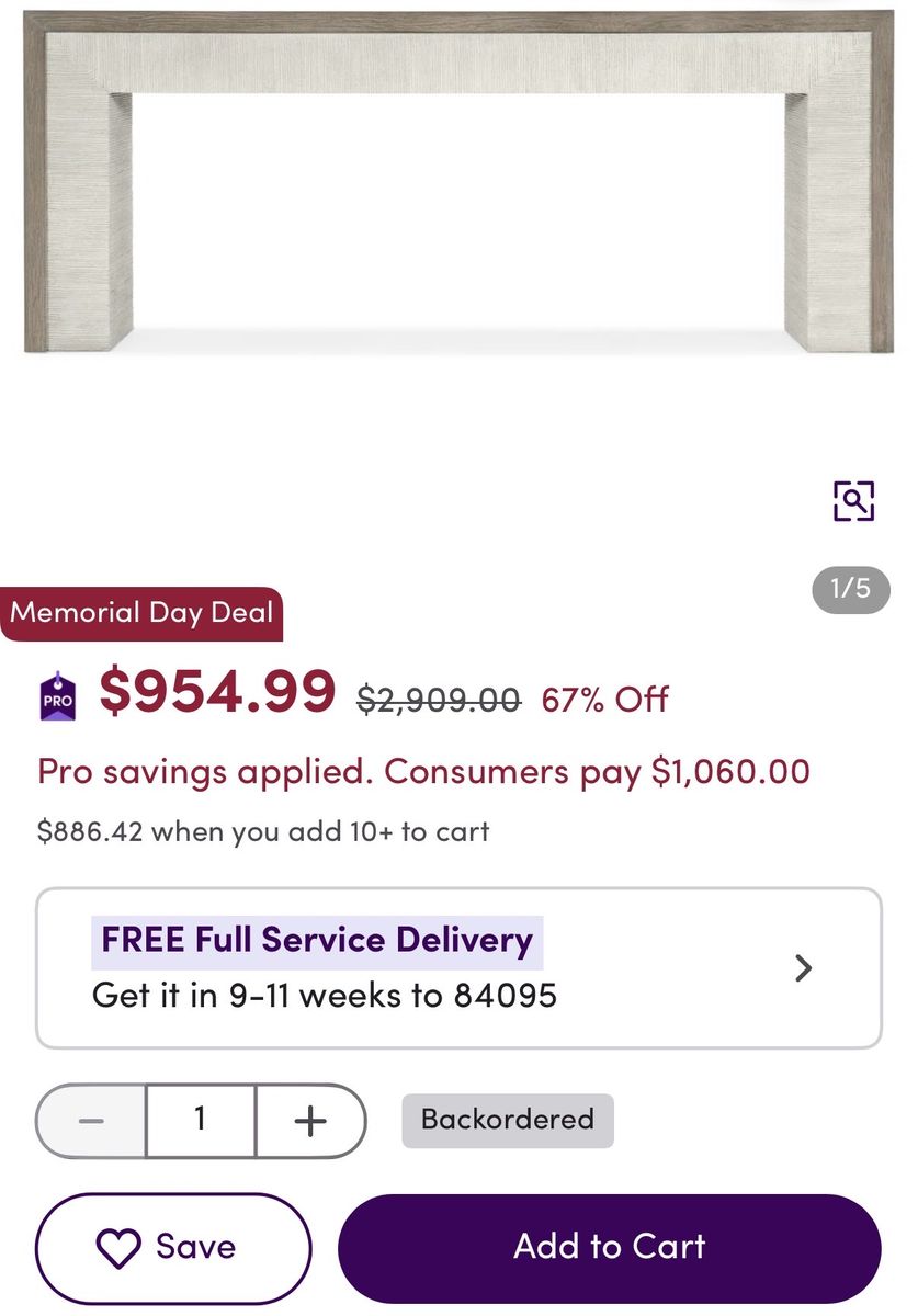 80” console table