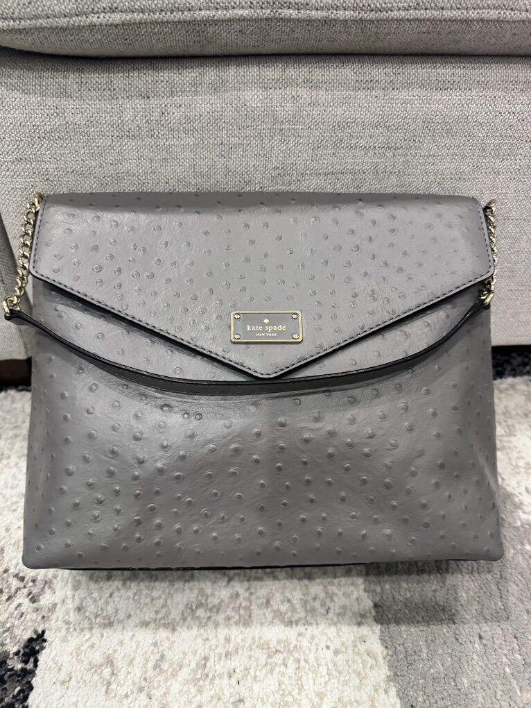 Kate Spade A La Vita Leena Ostrich Embossed Grey