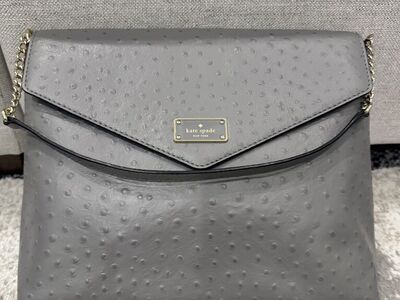 Kate Spade A La Vita Leena Ostrich Embossed Grey