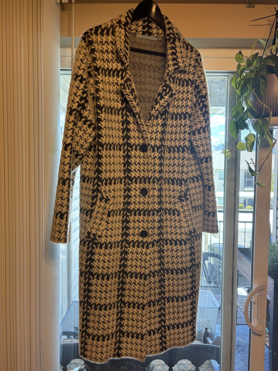 Black and white plaid coat