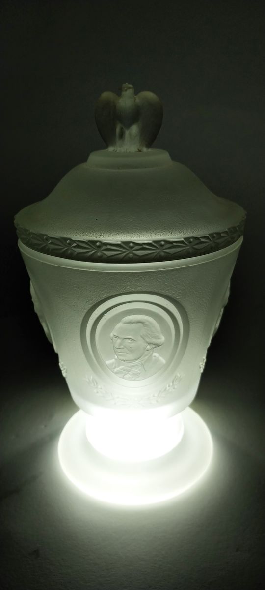 Vintage Fenton USA 1776-1976 Bicentennial Commemorative Frosted Candy Dish w/Lid