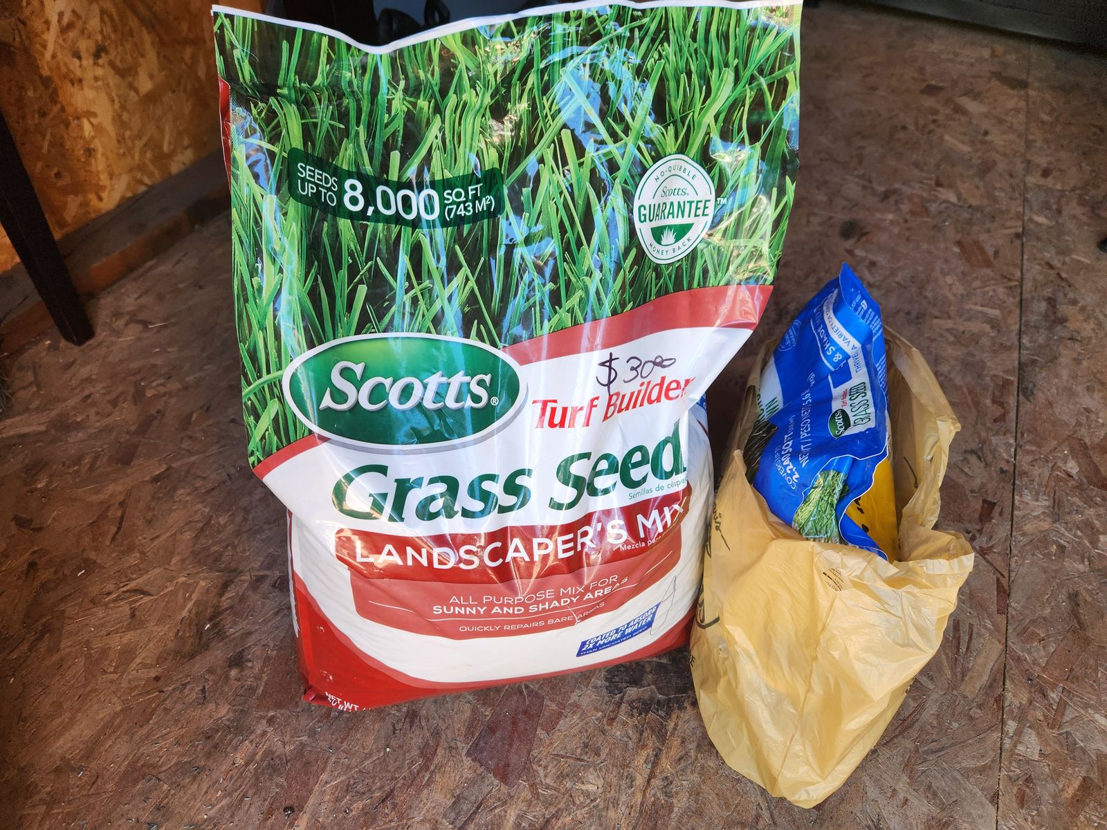 25 pounds of Scotts grass seed. Sun and shade blend.