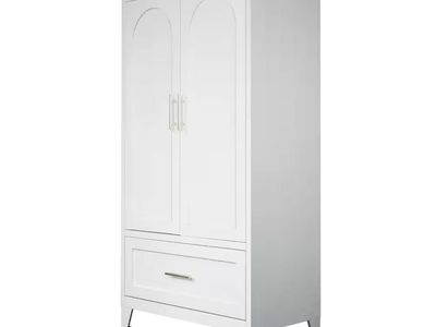 White 31.5" W Wardrobe Armoire with Drawer