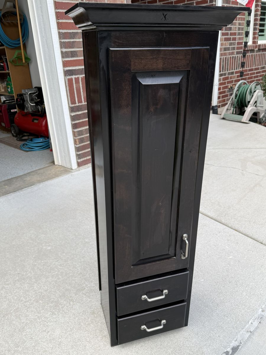 Alder Wood Countertop Storage Cabinet with 2 Drawers & Adjustable Shelves