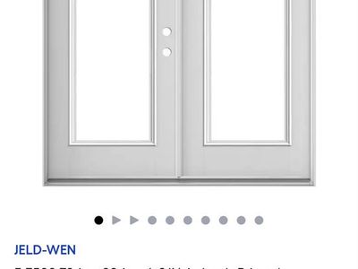 JELD-WEN F-3500 72x80 Left-Hand Inswing Primed Fiberglass French Patio Door with Blinds